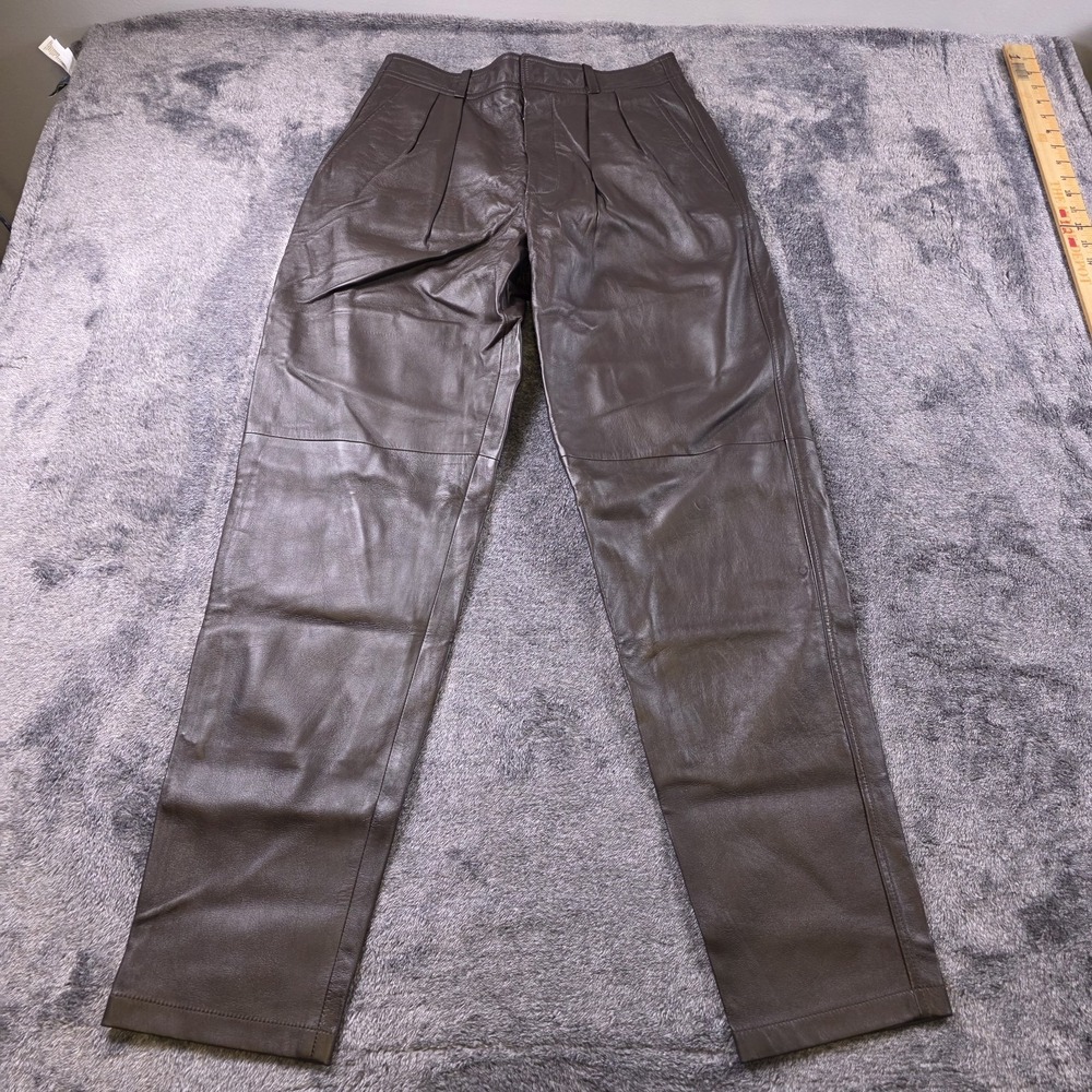 Ralph Lauren Purple Label Rogers‎ Lambskin Pants Womens 8 Brown Leather $2,990